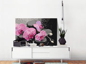 Peinture par numéros - Orchid With Zen Stones (Black Background)