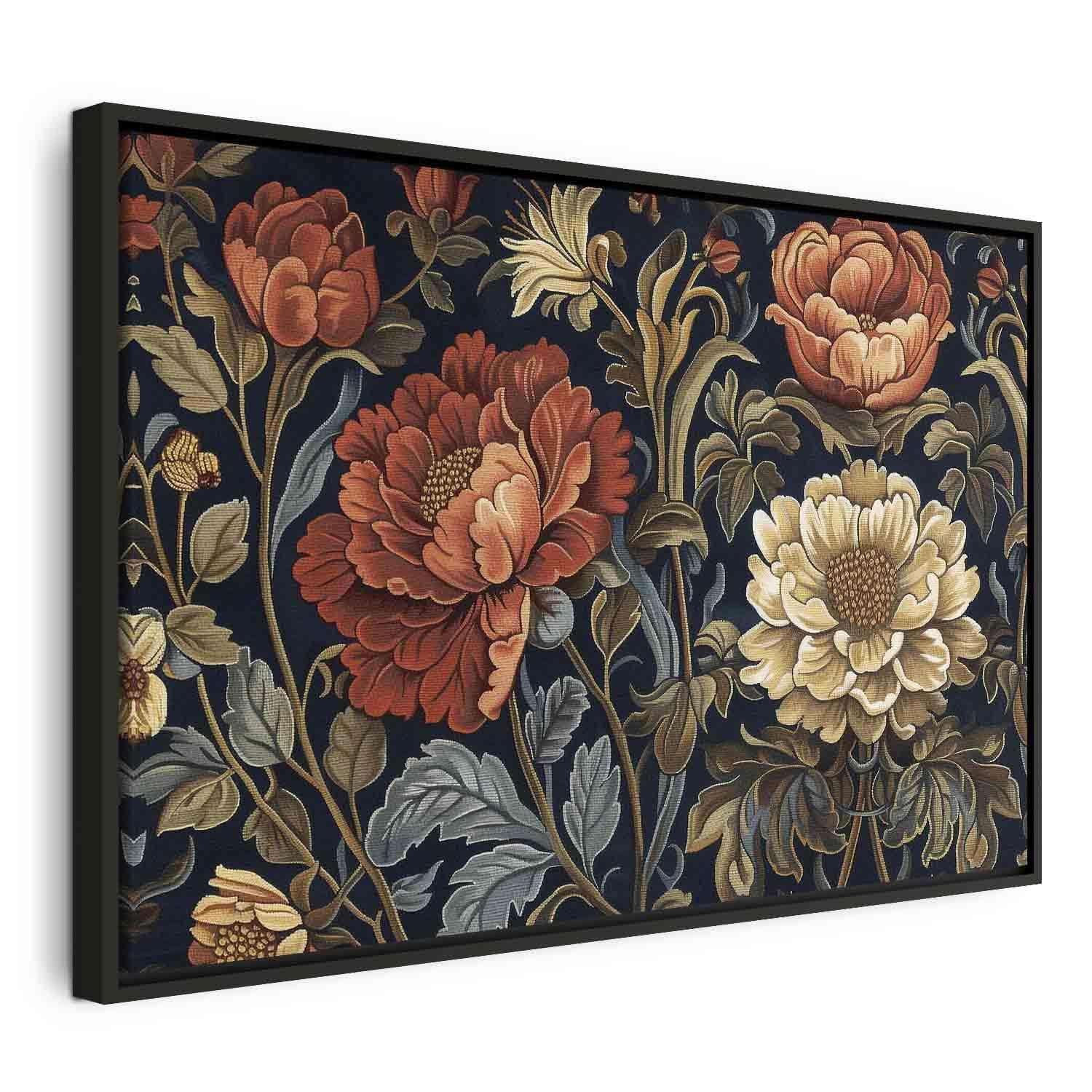 Tableau - Tapestry Large Flowers Retro Floral Motif in Kilim Style