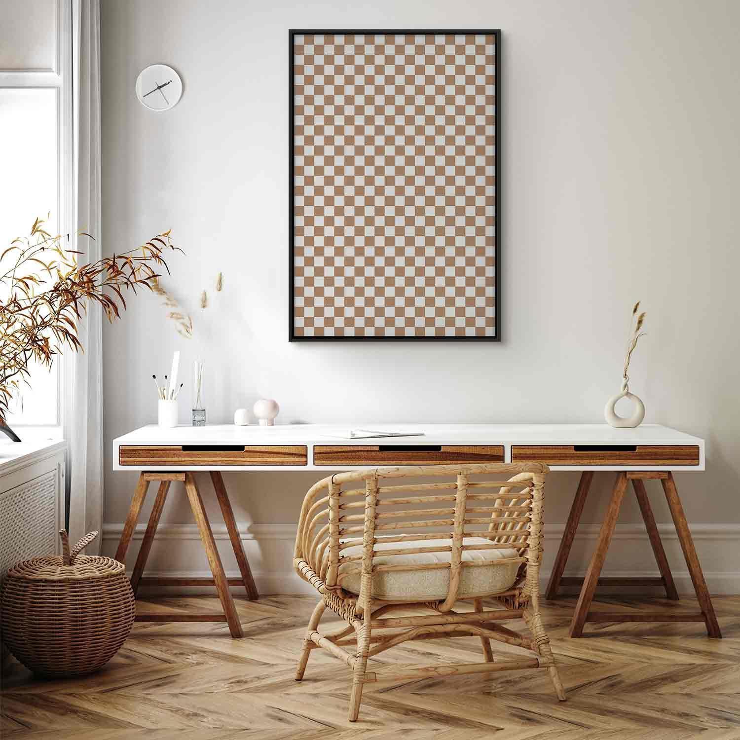 Tableau - Checkerboard Pattern - Brown-White Grid with a Subtle Noise