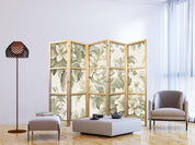 Paravent japonais - Retro Vintage Flowers in Delicate Cream and Green Colors