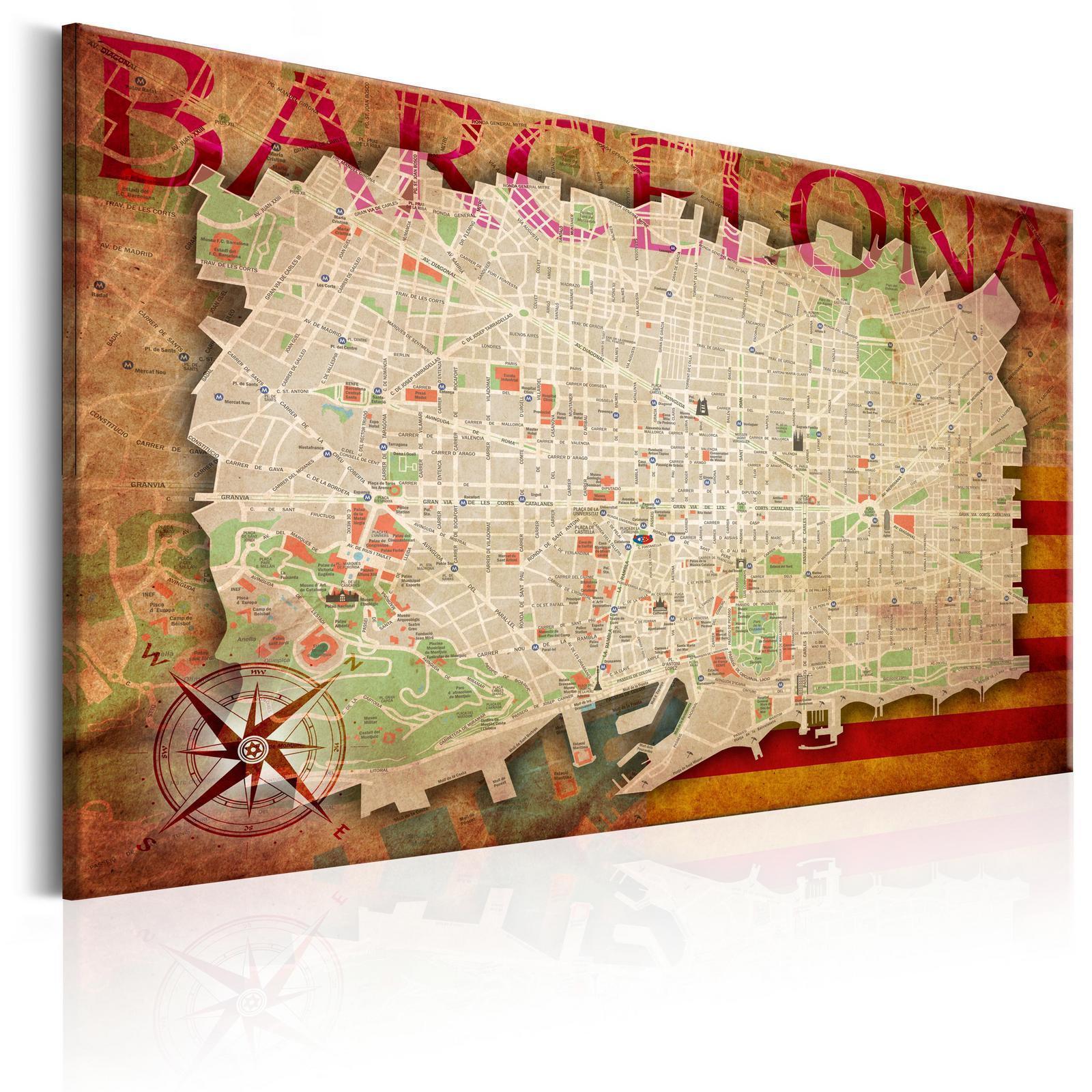 Tableau en liège - Map of Barcelona