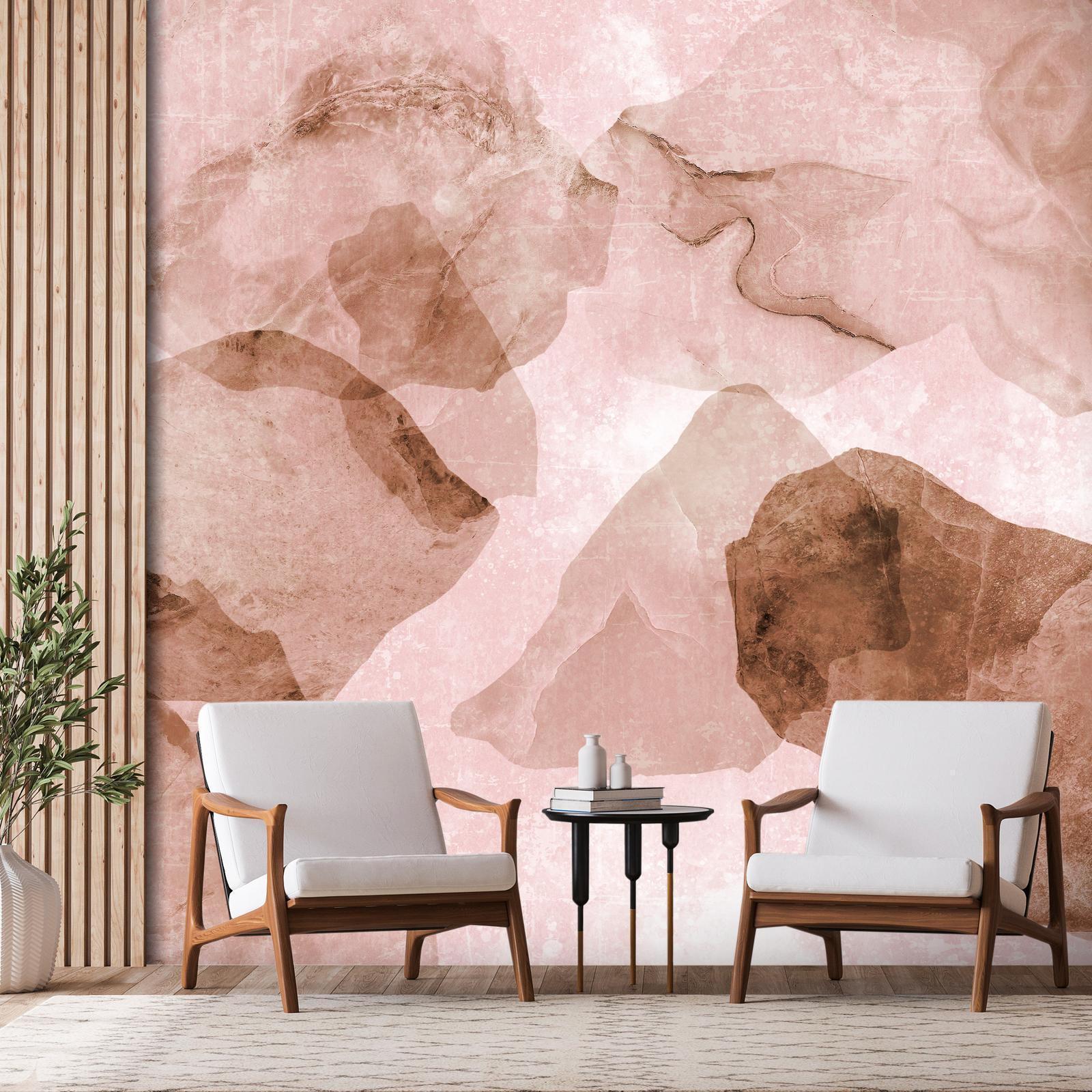 Papier peint - Pink terrazzo - minimalist background in marble watercolour pattern