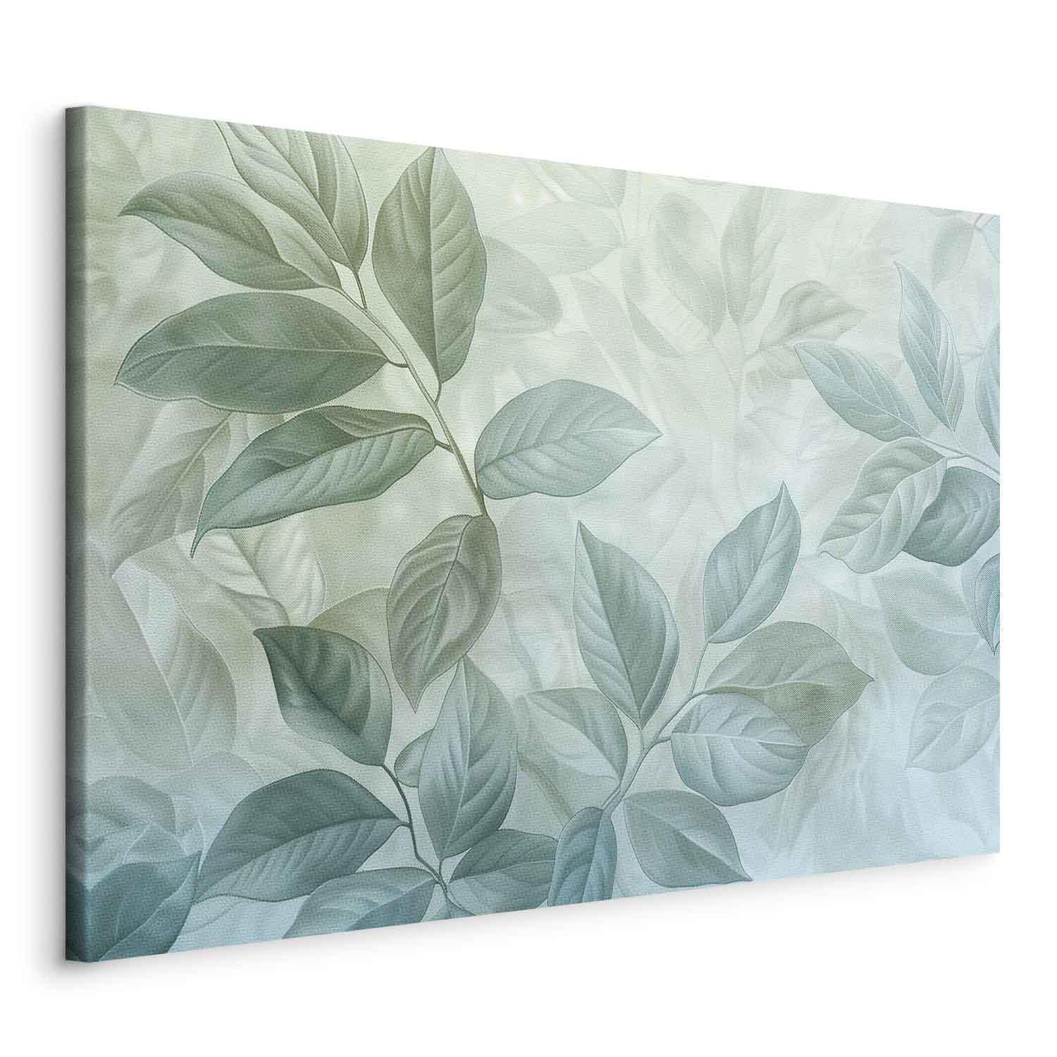 Tableau - Large Leaves in Shades of Green-Mint: Botanical Motif