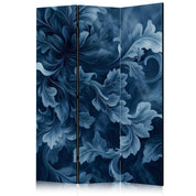 Paravent - Abstract Ornaments - Dark Blue Victorian Leaves