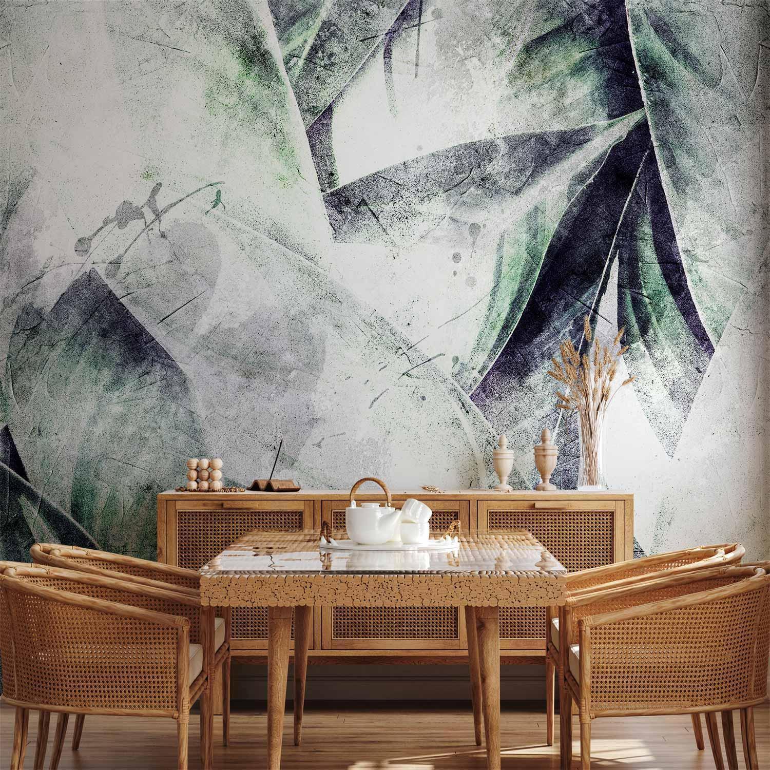 Papier peint - Eclectic jungle - plant motif with exotic leaves with texture