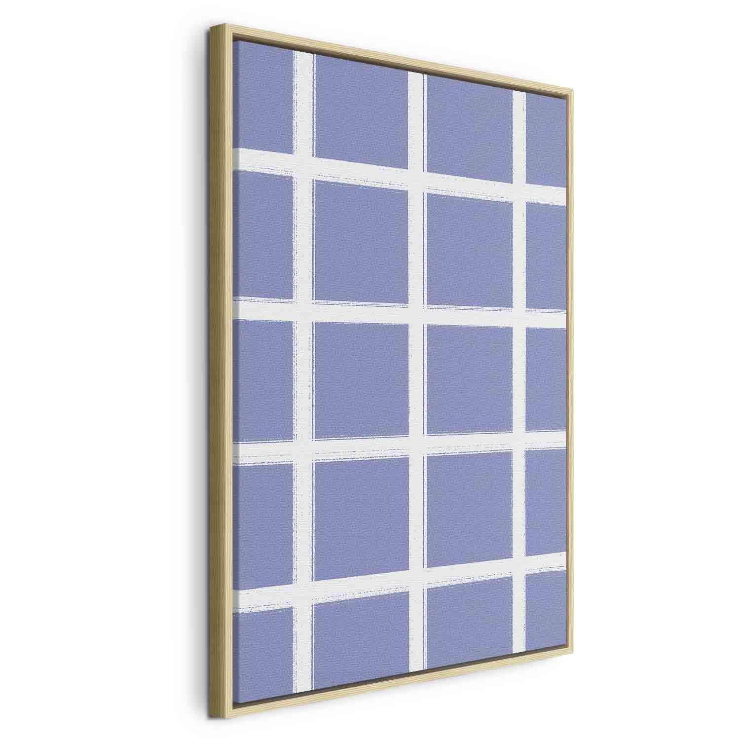 Tableau - Lines and Symmetry - Expressive White Grid on a Blue Background