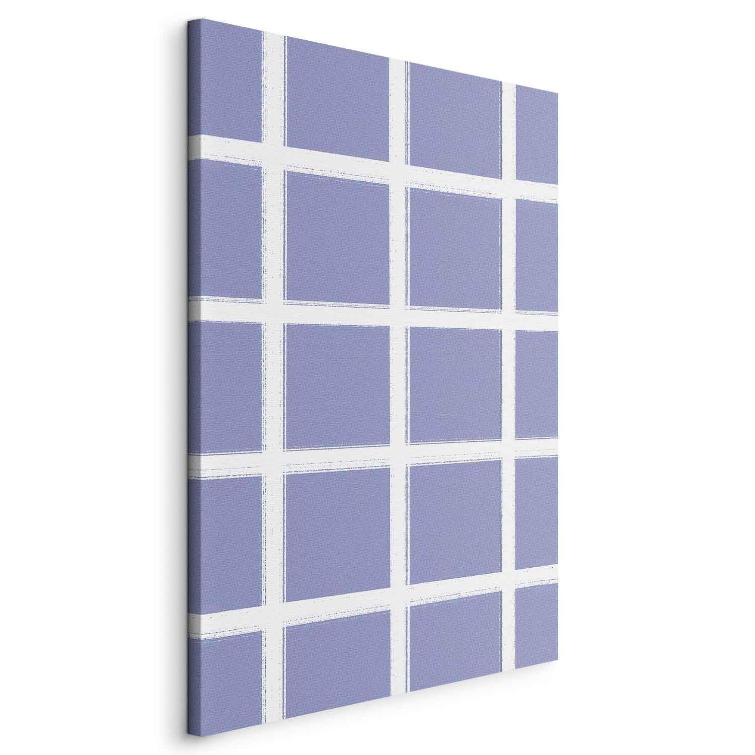 Tableau - Lines and Symmetry - Expressive White Grid on a Blue Background