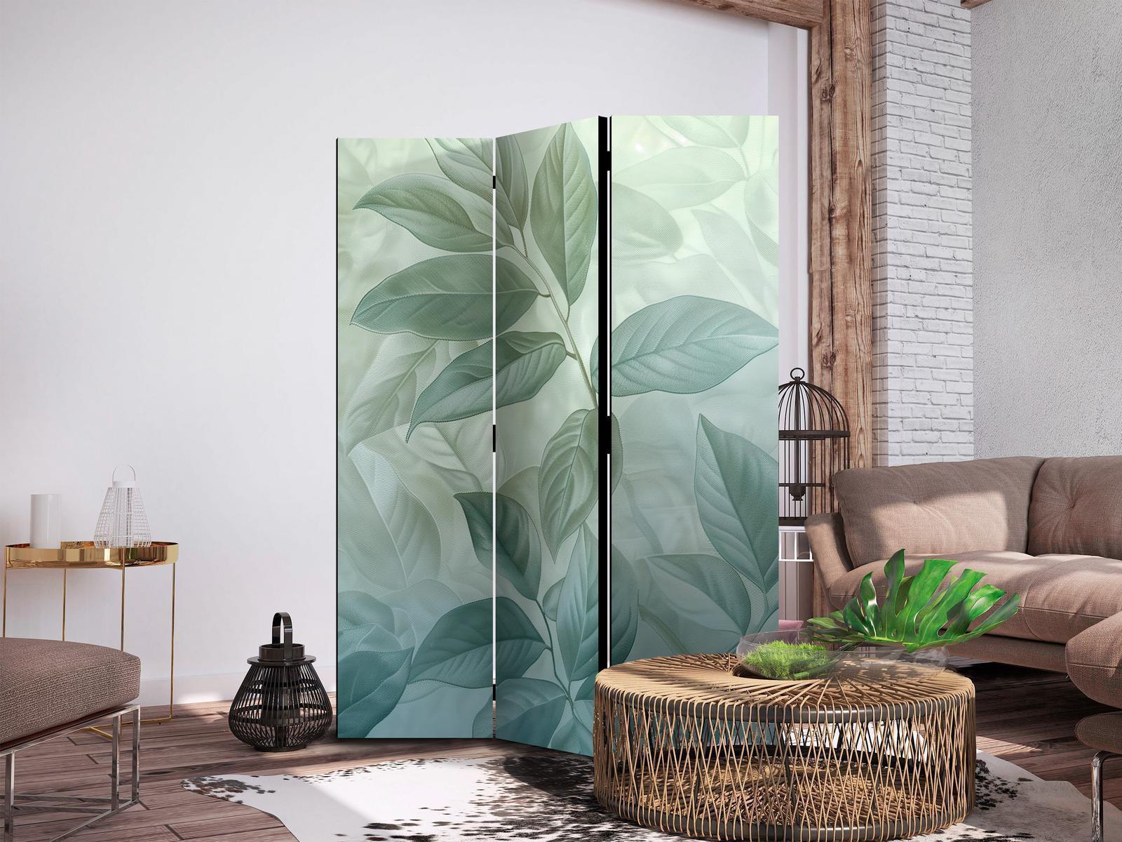 Paravent - Large Leaves in Green-Mint Shades - Botanical Motif