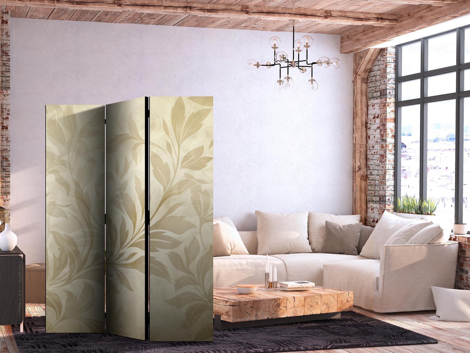 Paravent - Botanical Motif with Leaves and Vines in Sandy Colors