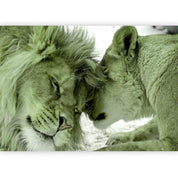 Papier peint - Lion Tenderness (Green)