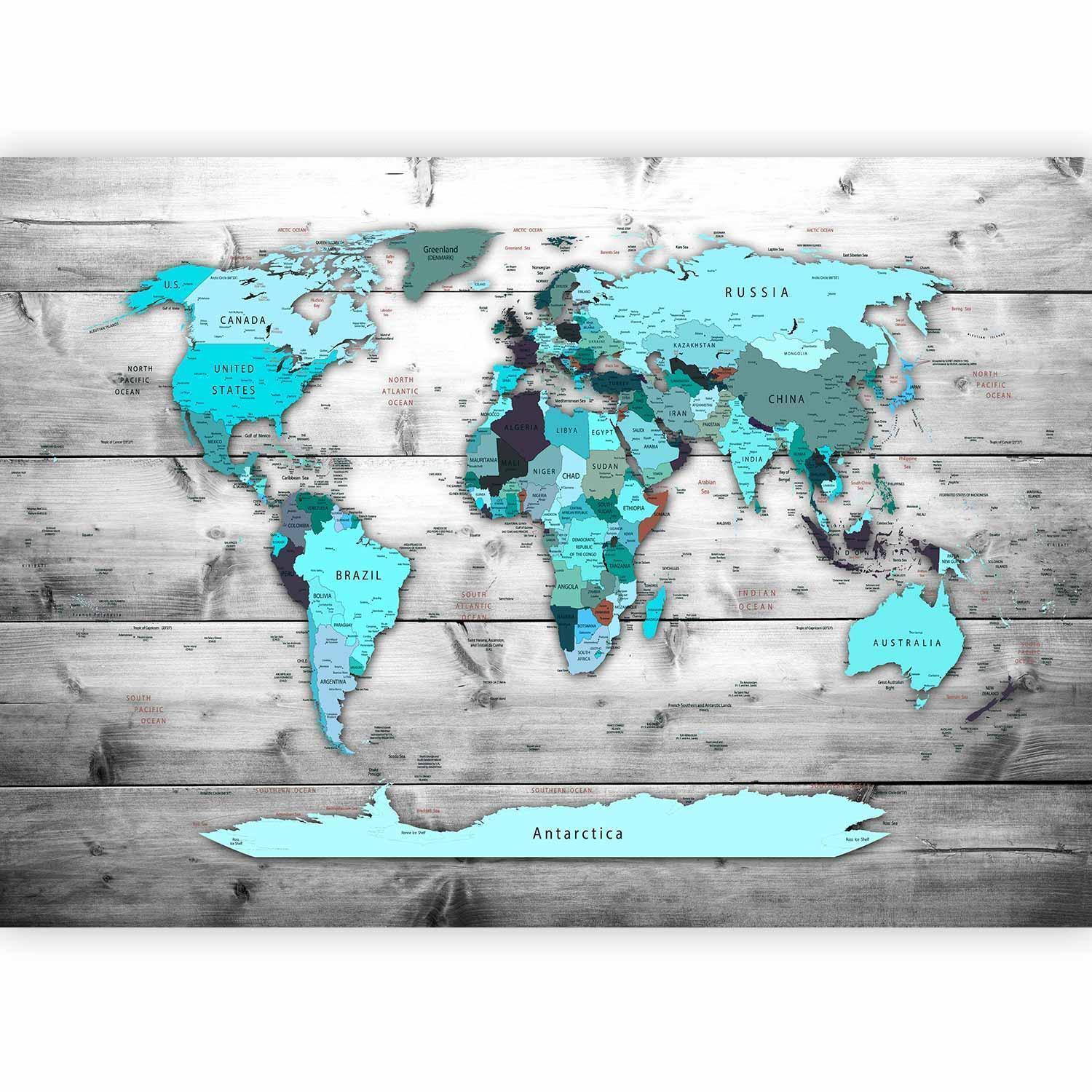 Papier peint - World Map: Blue Continents