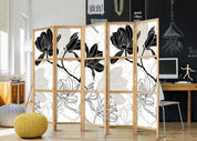 Paravent japonais - Black and White Flowers II