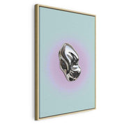 Tableau - Metallic Form - Abstract Sculpture on a Mint Background with a Purple Halo