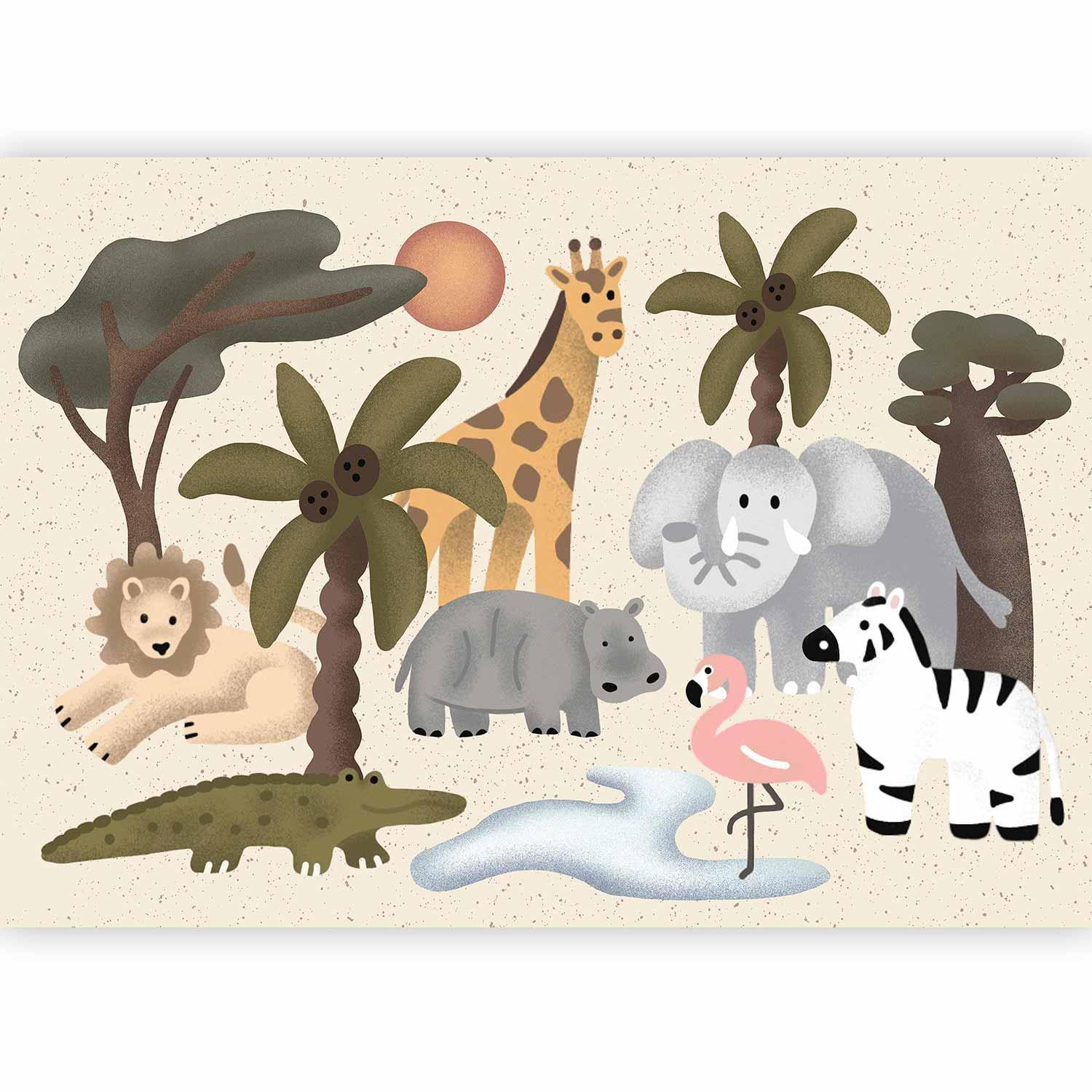 Papier peint - Children's Africa - Animals With Simple Shapes