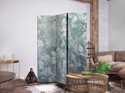 Paravent - Ornaments in Rubbed Faded Turquoise - Delicate Floral Pattern