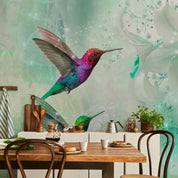 Papier peint - Colourful Hummingbirds (Green)