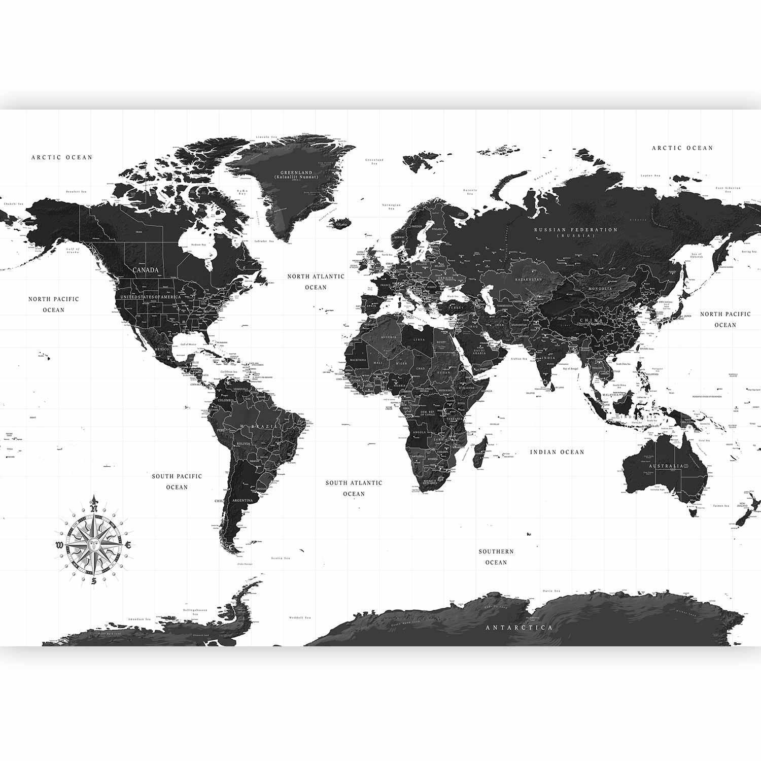 Papier peint - Black and White Map