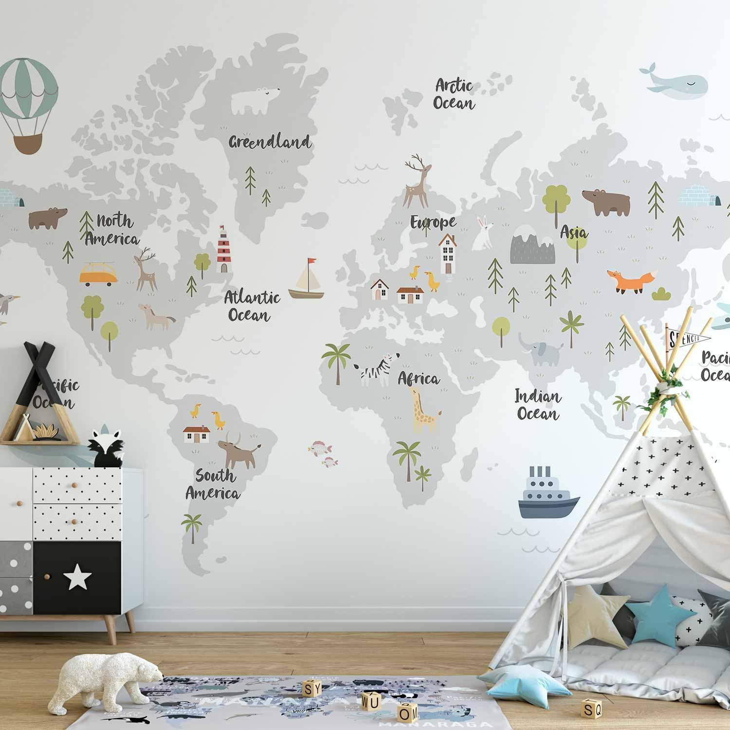 Papier peint - Minimalist Map for Children's Room