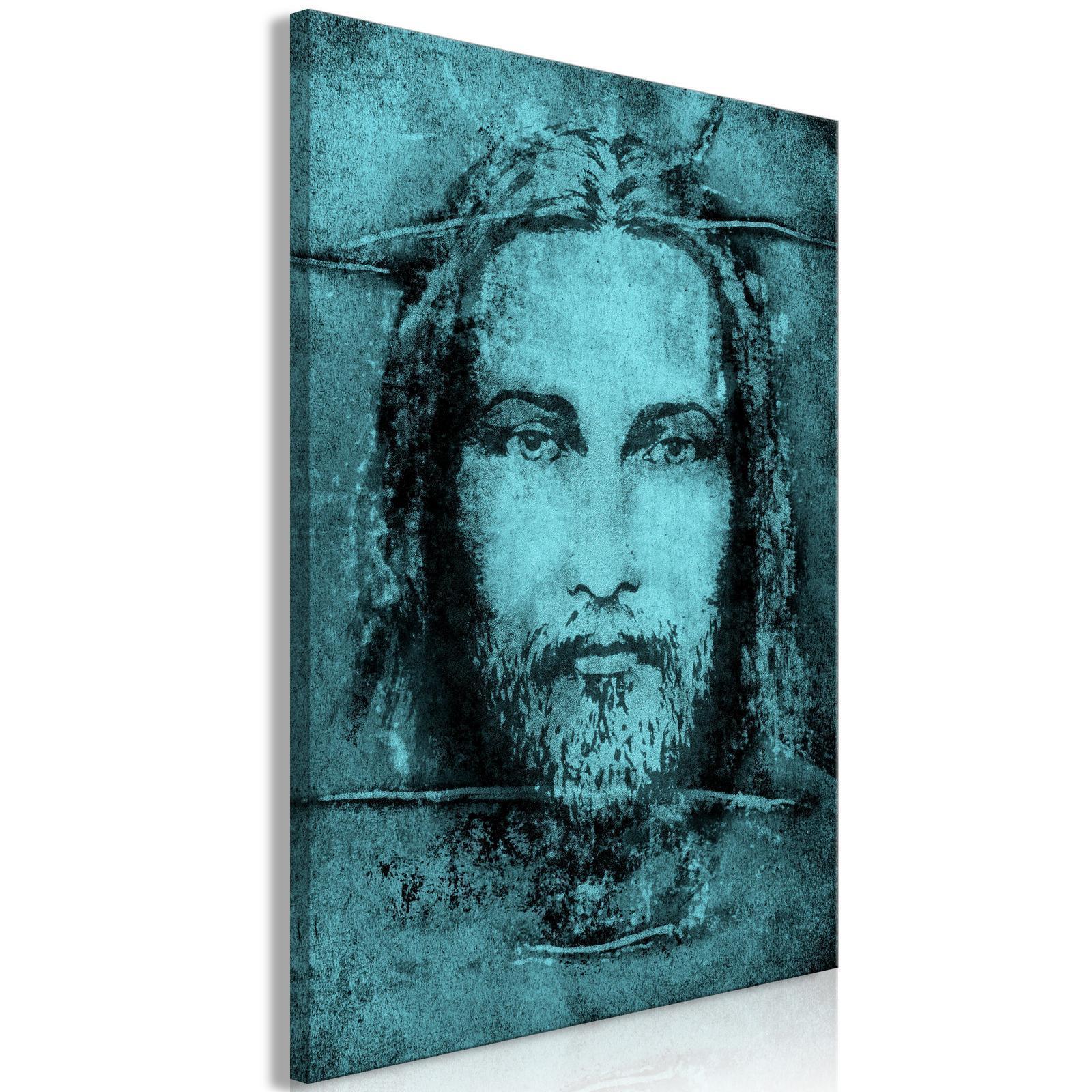 Tableau - Shroud of Turin in Turqoise (1 Part) Vertical